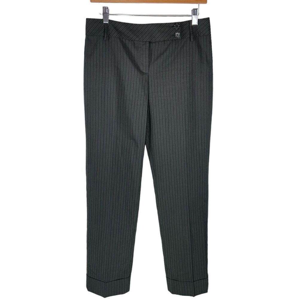 Ann Taylor LOFT Stretch Women's Grey Pinstripe Cropped Ankle Dress‎ Pants Size 4